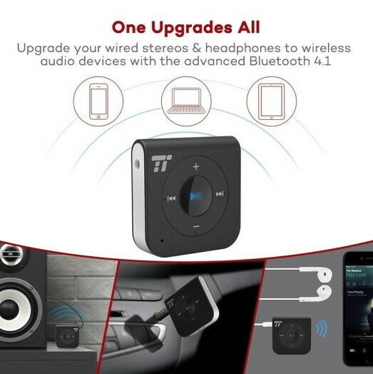 TaoTronics Bluetooth Receiver Car Kit, 15hrs Wireless Audio Adapter TT-BR06 - Fresh Stock Dated October 2025
