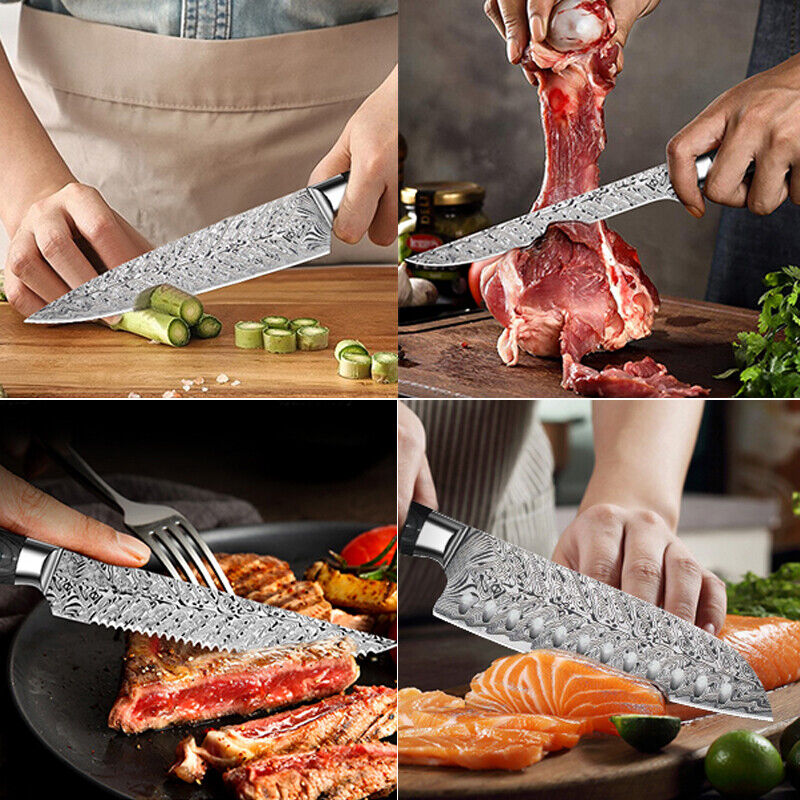 15 Pcs Kitchen Knife Set with Wooden Block Japan Carbon Stainless Steel Knives - Fresh Stock Dated October 2025