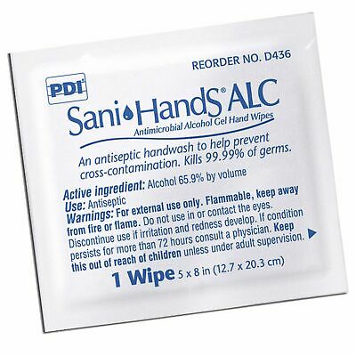 Sani-Hands Wipe Hand Sanitizing Wipe 100 Count Individual Packet 100 per Box - Fresh Stock Dated October 2025