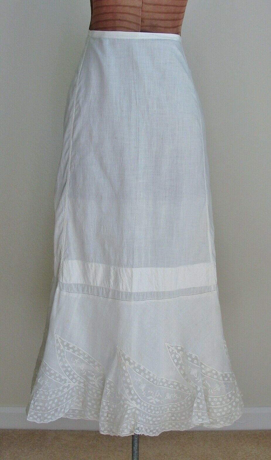 Antique Edwardian Cotton & Lace Flounce Petticoat Skirt Union Label - Fresh Stock Dated October 2025