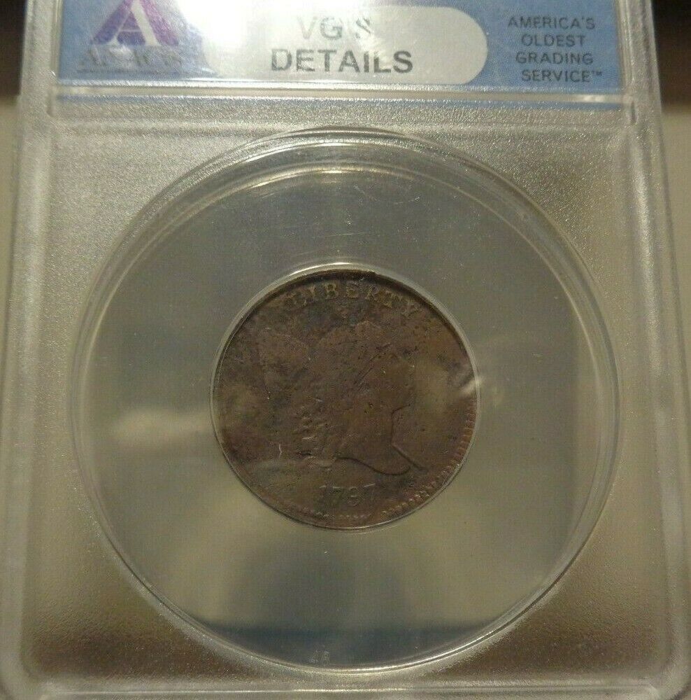 1797  ANACS VG 8 Details Liberty Cap Half Cent Coin 1/2c Plain Edge - Fresh Stock Dated October 2025