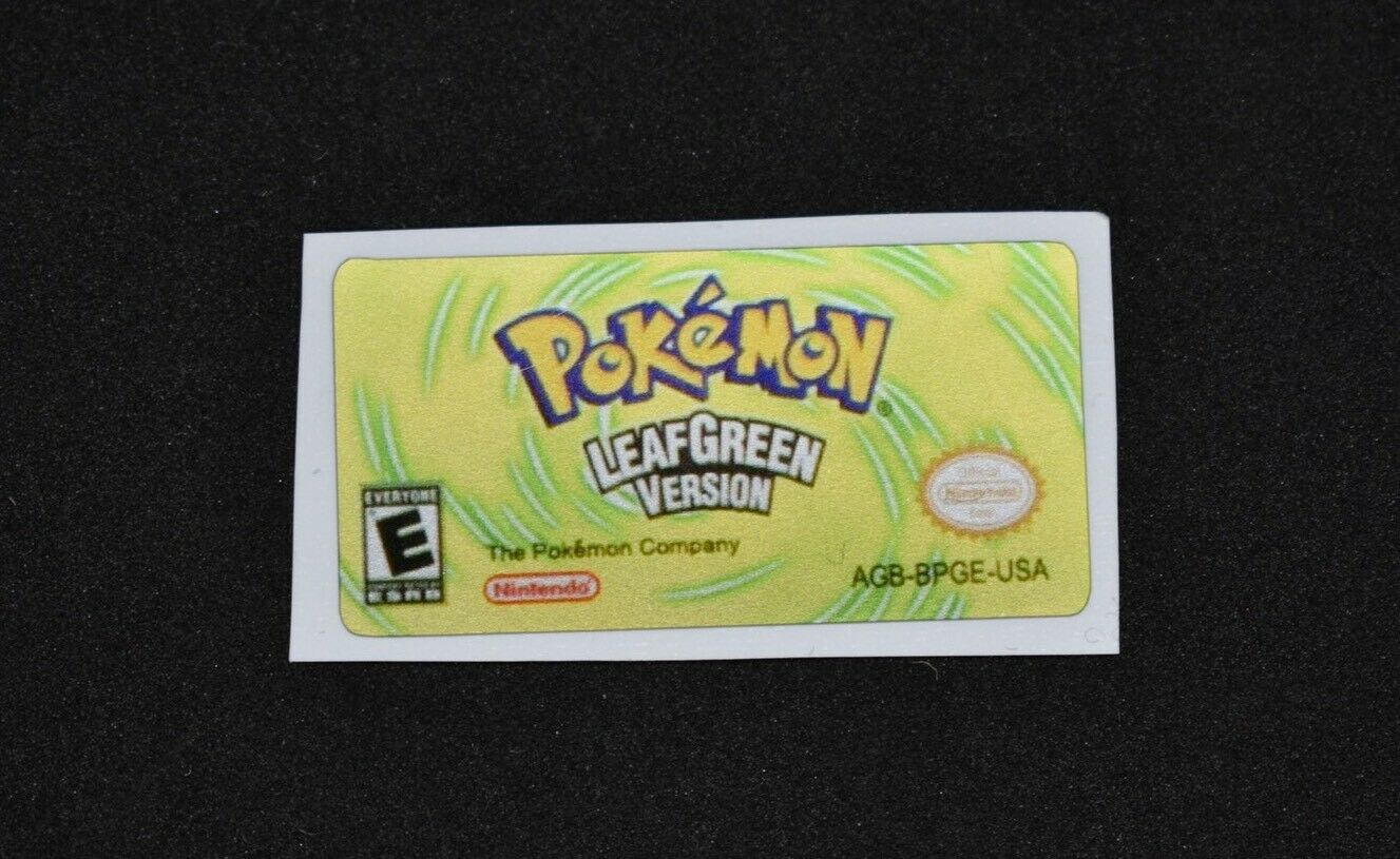 GBA Pokemon Leaf Green Version Replacement Label Decal foil Metalic Sticker - Fresh Stock Dated October 2025