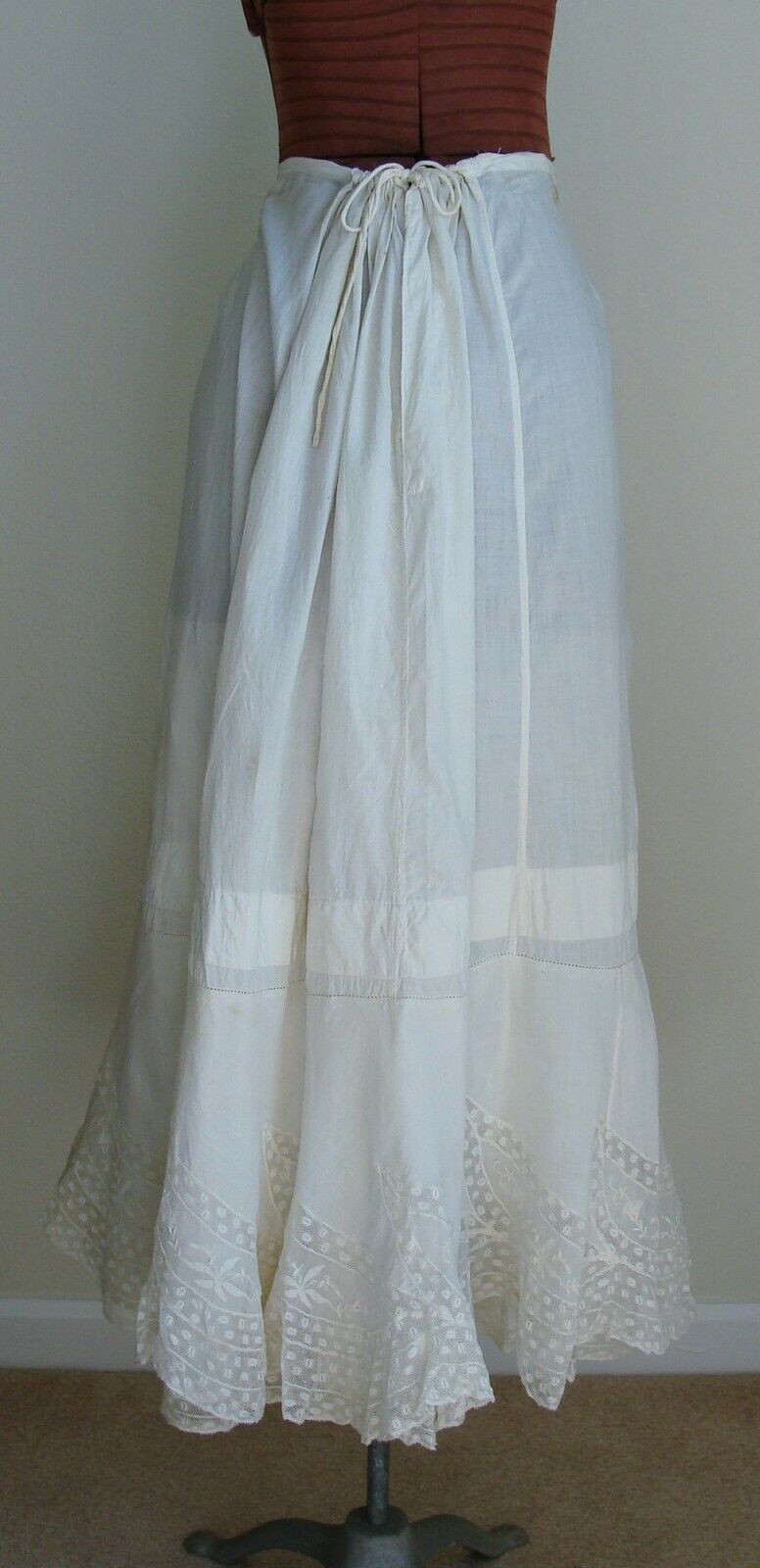 Antique Edwardian Cotton & Lace Flounce Petticoat Skirt Union Label - Fresh Stock Dated October 2025