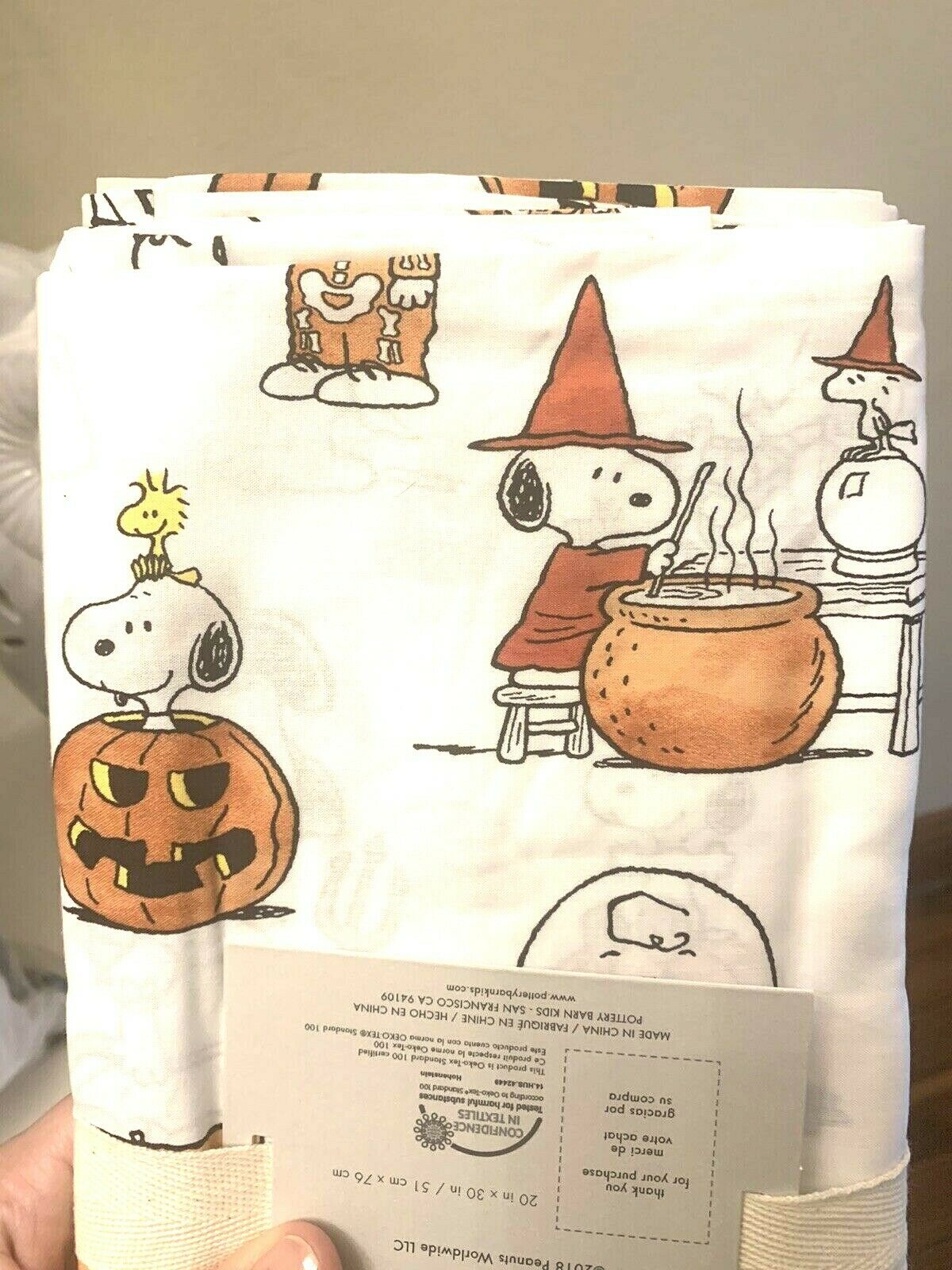 Pottery Barn kid Peanuts snoopy pillow case charlie brown halloween holiday gift - Fresh Stock Dated October 2025