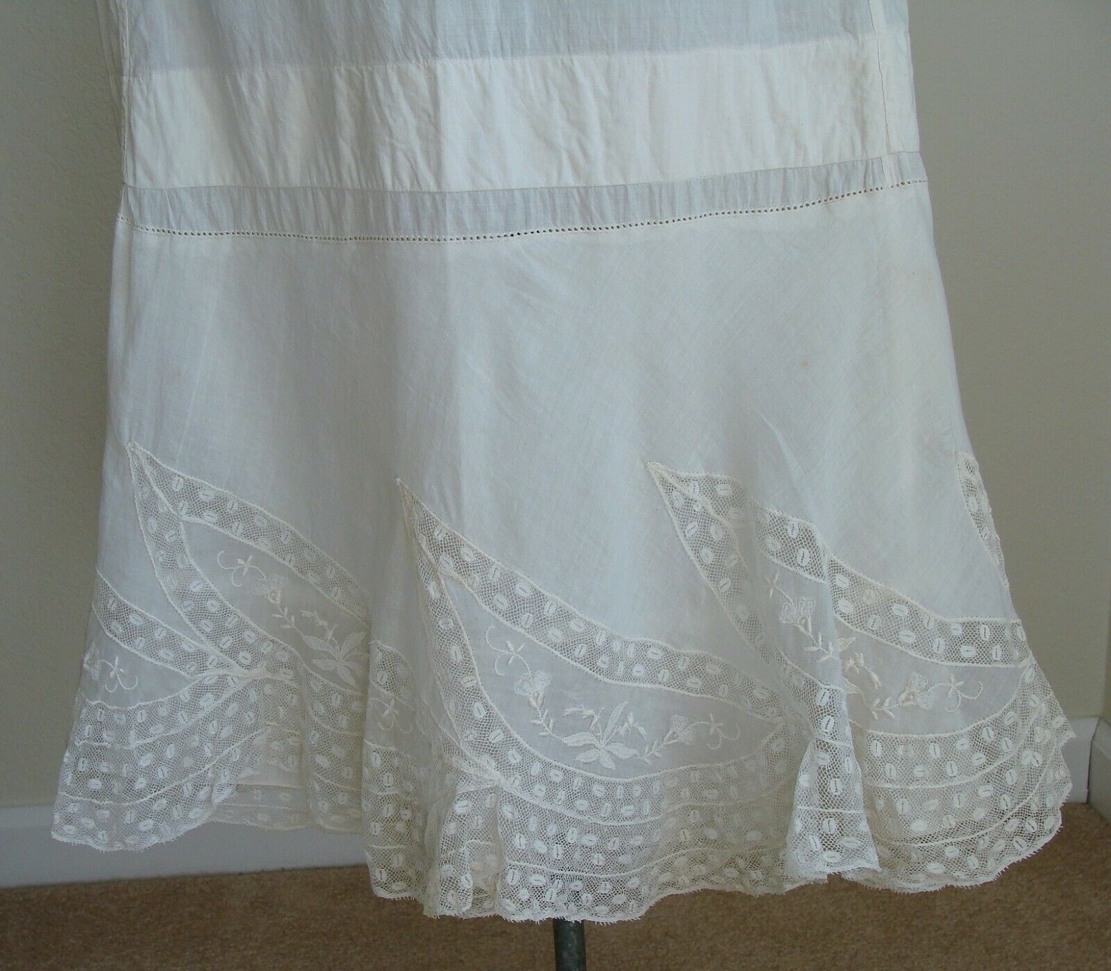 Antique Edwardian Cotton & Lace Flounce Petticoat Skirt Union Label - Fresh Stock Dated October 2025