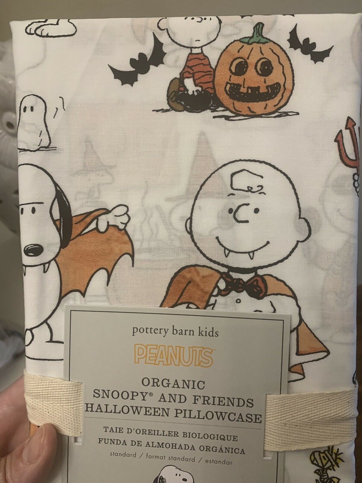 Pottery Barn kid Peanuts snoopy pillow case charlie brown halloween holiday gift - Fresh Stock Dated October 2025
