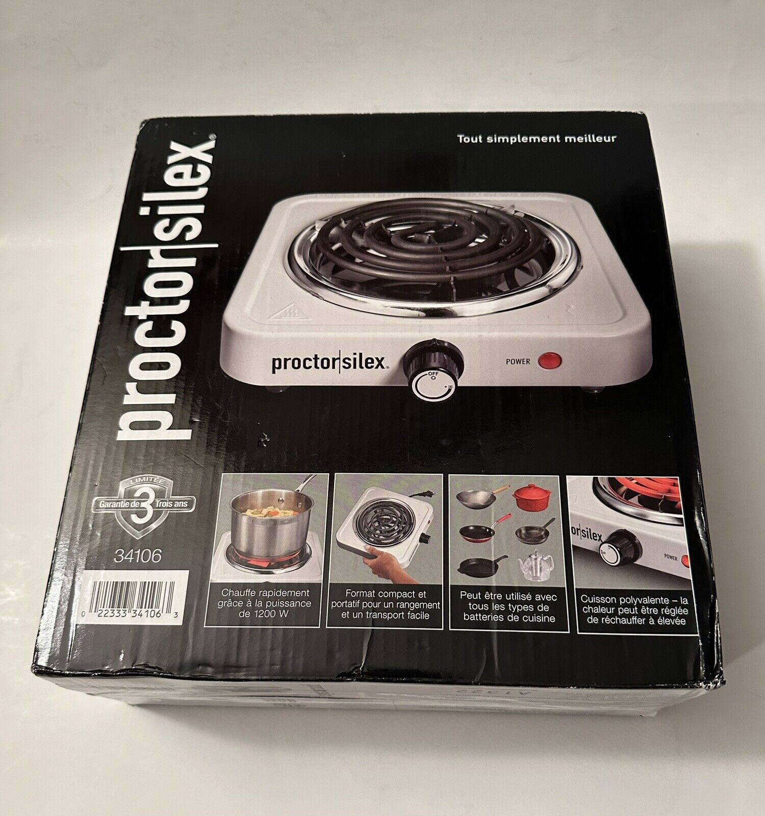 1200W PROCTOR SILEX Portable Electric Single Burner Cooktop Hot Plate Stove NEW! - Fresh Stock Dated October 2025