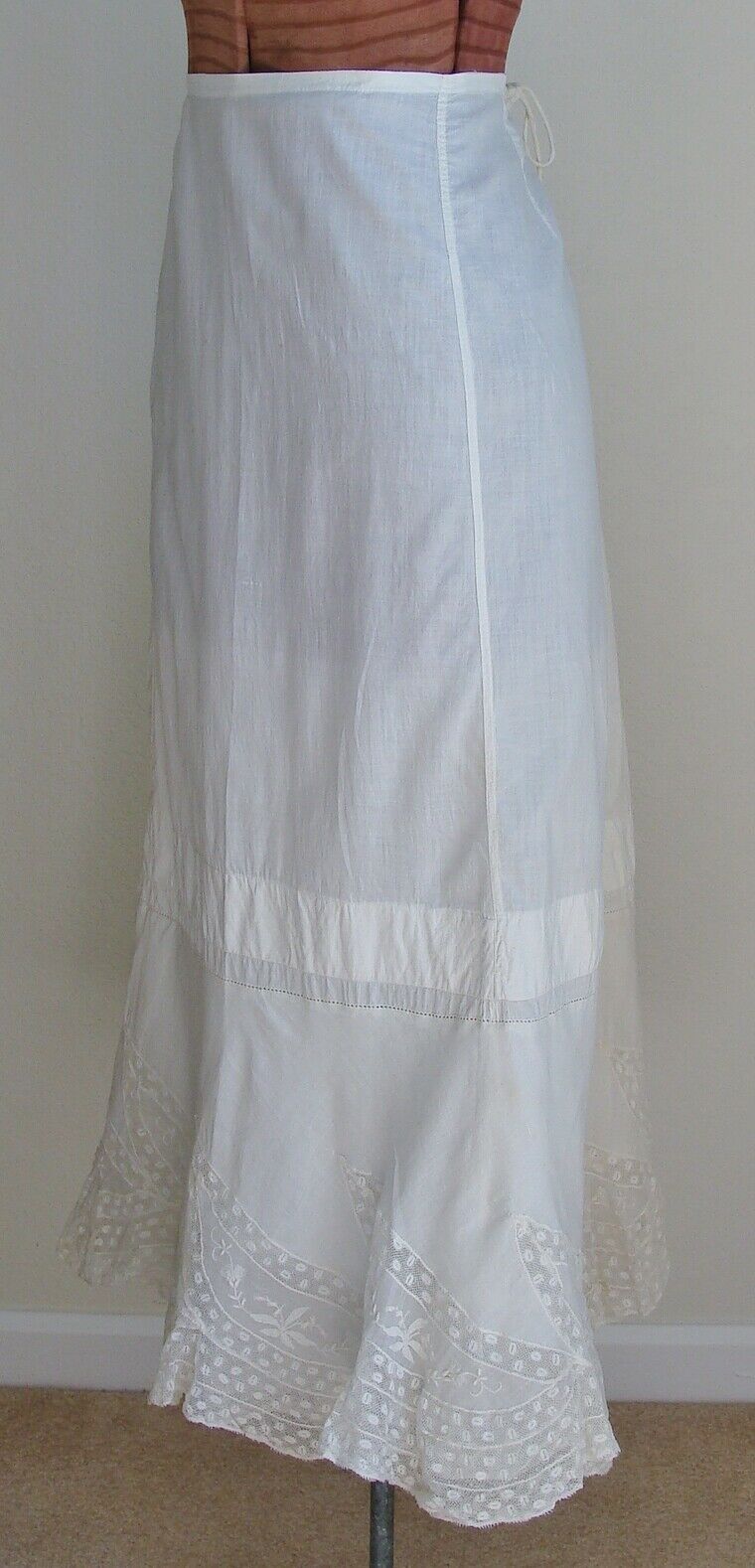 Antique Edwardian Cotton & Lace Flounce Petticoat Skirt Union Label - Fresh Stock Dated October 2025