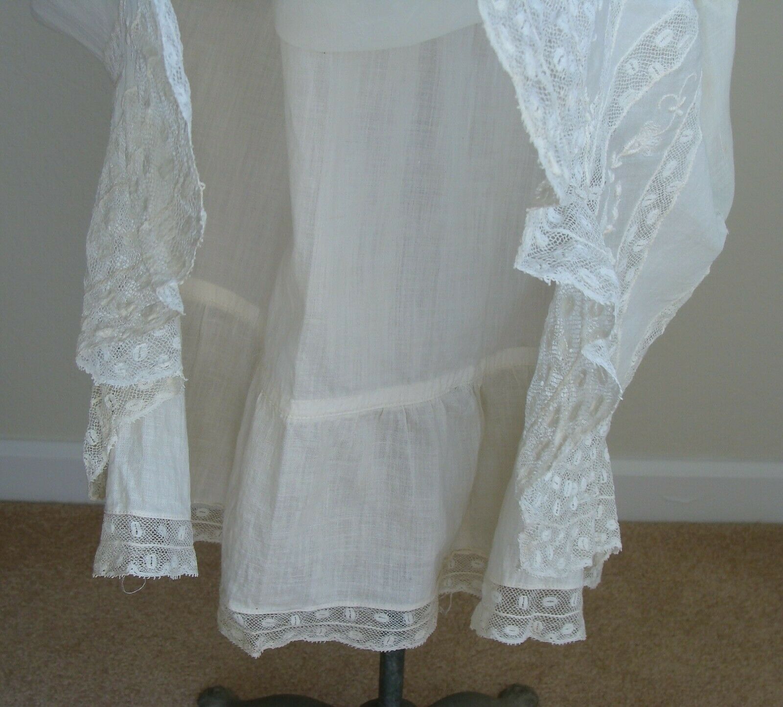 Antique Edwardian Cotton & Lace Flounce Petticoat Skirt Union Label - Fresh Stock Dated October 2025
