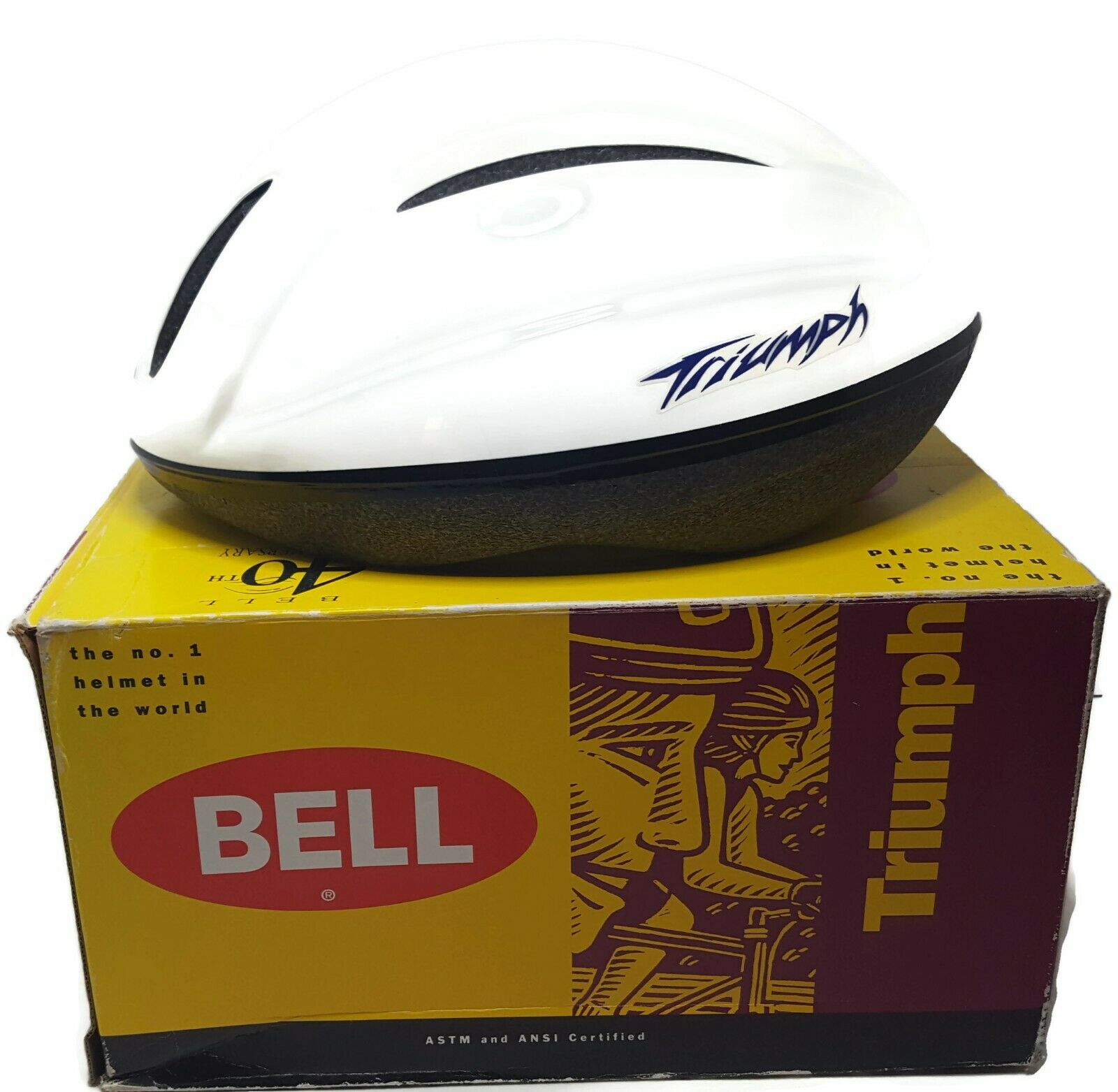 Vintage 1994 Bell Bike Bicycle Helmet Triumph Size M White 40th Anniversary USA - Fresh Stock Dated October 2025