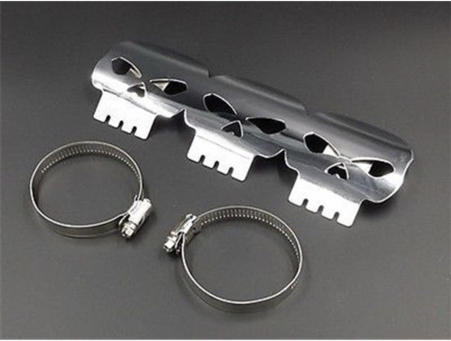 Exhaust Muffler Pipe Heat Shield Cover Heel Guard For Motorcycle Chopper Custom - Fresh Stock Dated October 2025