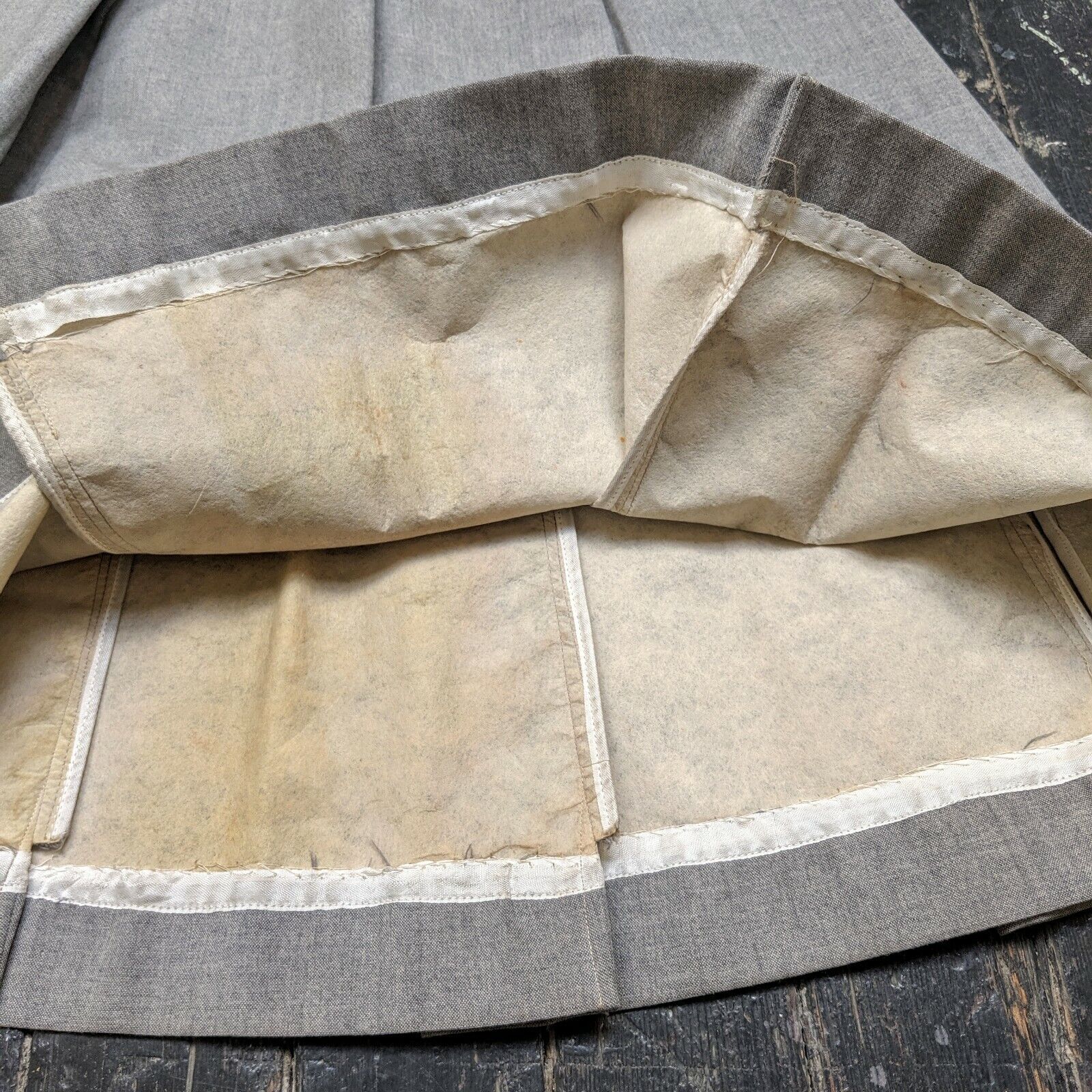 Vintage 1950s Medium Grey Wool Pleated Midi Skirt - Fresh Stock Dated October 2025