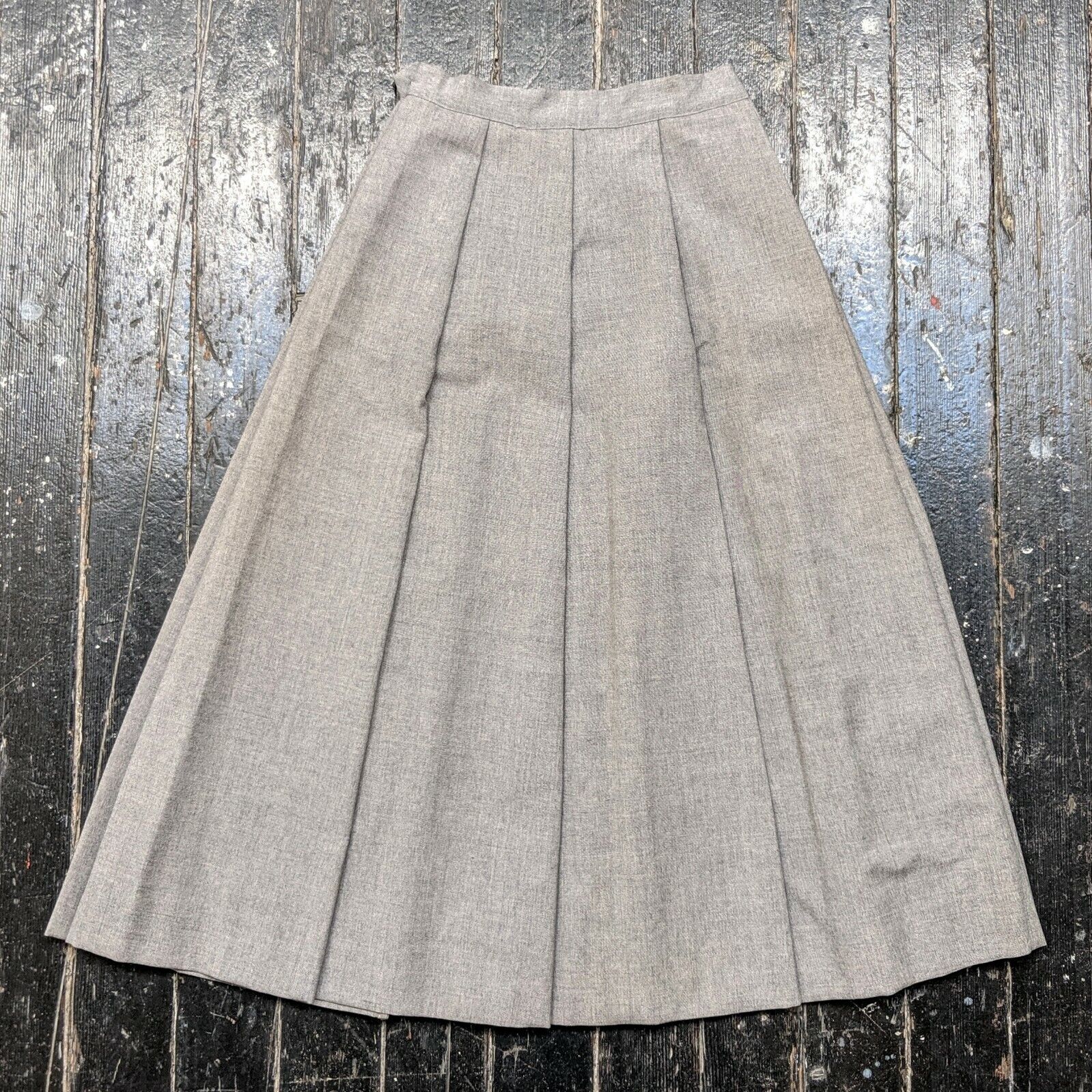 Vintage 1950s Medium Grey Wool Pleated Midi Skirt - Fresh Stock Dated October 2025