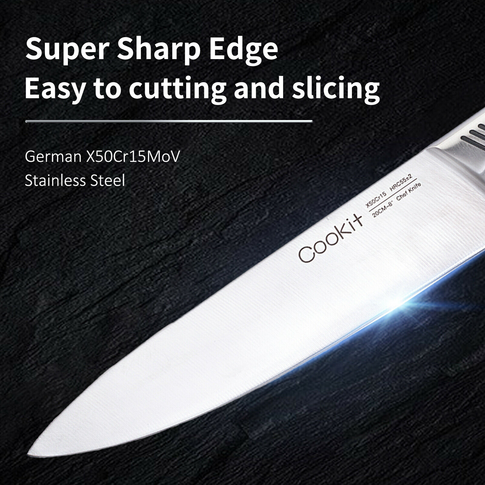 Cookit Knife Sets, 15 Piece Kitchen Knives Set with Block, German Stainless - Fresh Stock Dated October 2025