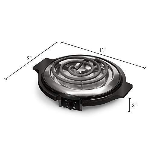 Single Countertop Coiled Burner, 1000 Watts Electric Hot Plate, Black - Fresh Stock Dated October 2025