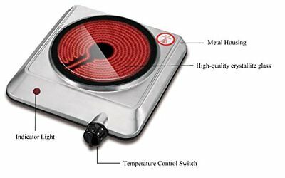 Electric Cooktop Stove Portable One 1 Burner Ceramic Glass Hot Plate Cooking - Fresh Stock Dated October 2025