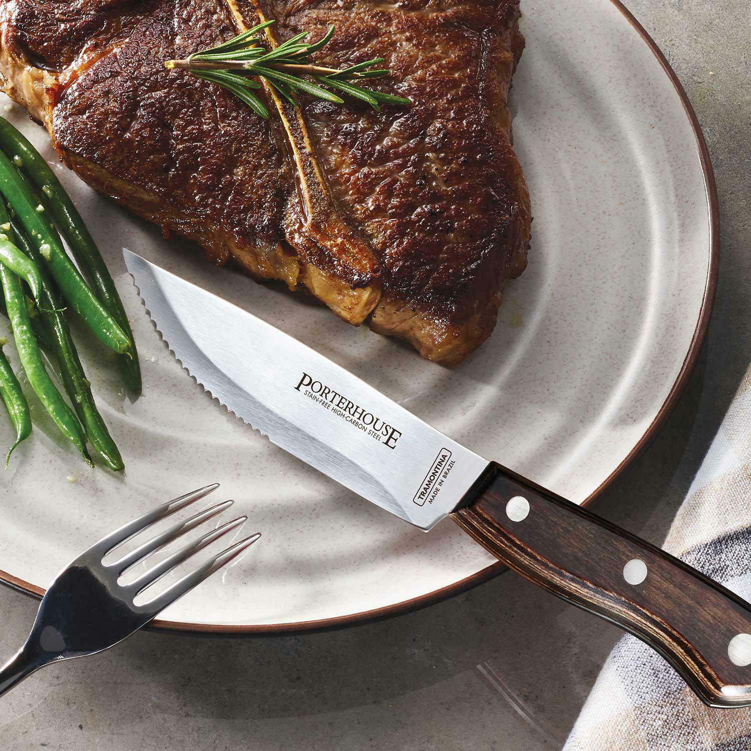 Tramontina 8-Piece Porterhouse Steak Knife Set, Pointed. - Fresh Stock Dated October 2025