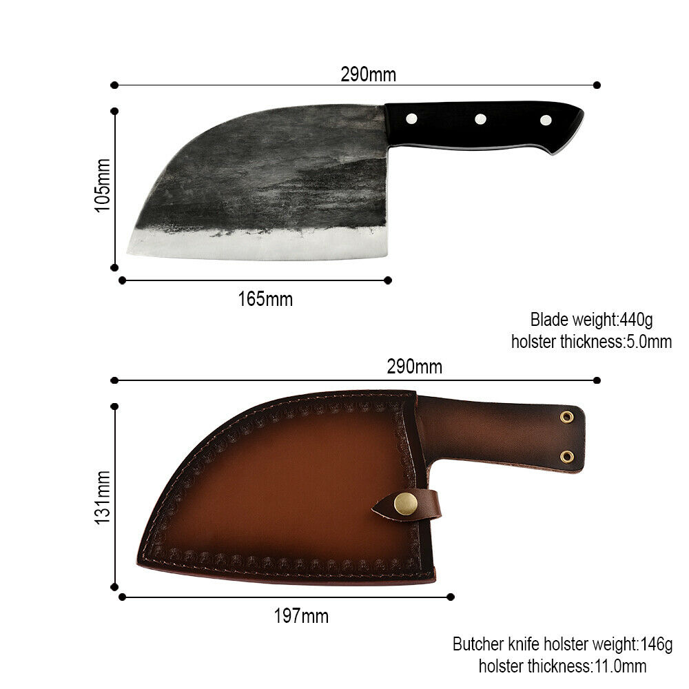 Handmade Forged cleaver butcher knife Full Tang large chef knife with Sheaths - Fresh Stock Dated October 2025