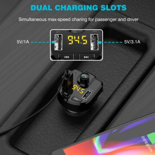 In-Car Wireless Bluetooth FM Transmitter USB Charger MP3 Radio Adapter Car Kits - Fresh Stock Dated October 2025