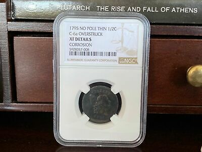 1795 No Pole Thin C-6A Plain Edge Overstruck NGC XF Details Half Cent - Fresh Stock Dated October 2025