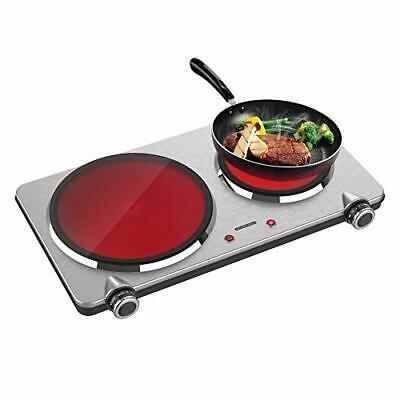 Portable Ceramic Infrared Cooktop, Double Infrared Burner for Cooking, 1800W - Fresh Stock Dated October 2025