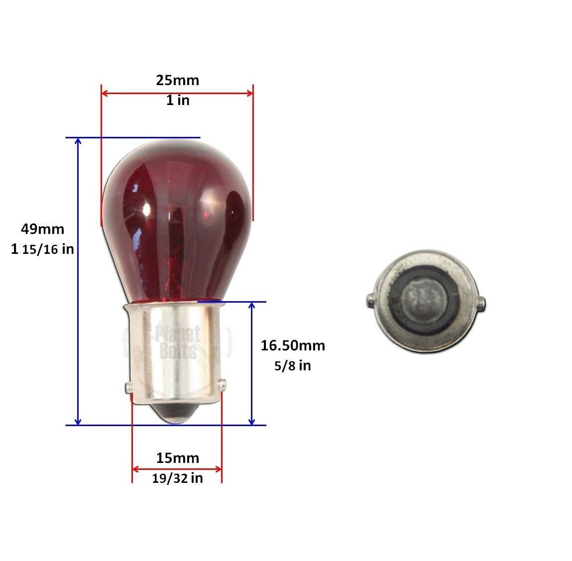 Red 4x Light Bulb Turn Signal Blinker Single Filament Glass 1156 BA15S 21W - Fresh Stock Dated October 2025