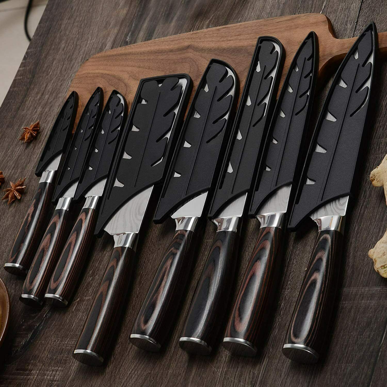 Pro Kitchen Knives Set Stainless Damascus Chef Knife Cleaver Chopping Meat Fruit - Fresh Stock Dated October 2025