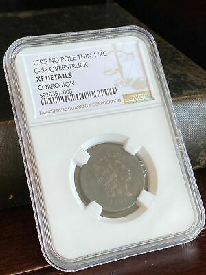 1795 No Pole Thin C-6A Plain Edge Overstruck NGC XF Details Half Cent - Fresh Stock Dated October 2025