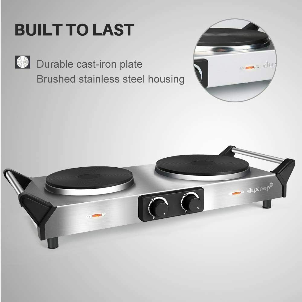 Hot Plate, Portable Electric Cooktop Cast Tron Stovetop, Stainless Steel - Fresh Stock Dated October 2025