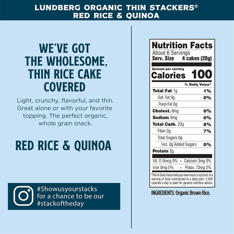Lundberg Organic Thin Stackers, Whole Grain Brown Rice, Red Rice & Quinoa, 6 Oun - Fresh Stock Dated October 2025
