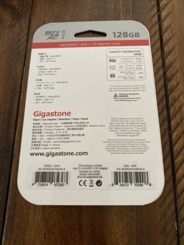 Gigastone 128GB Micro SD Card Prime Series 90 MB/S Extreme 600X Speed - Fresh Stock Dated October 2025
