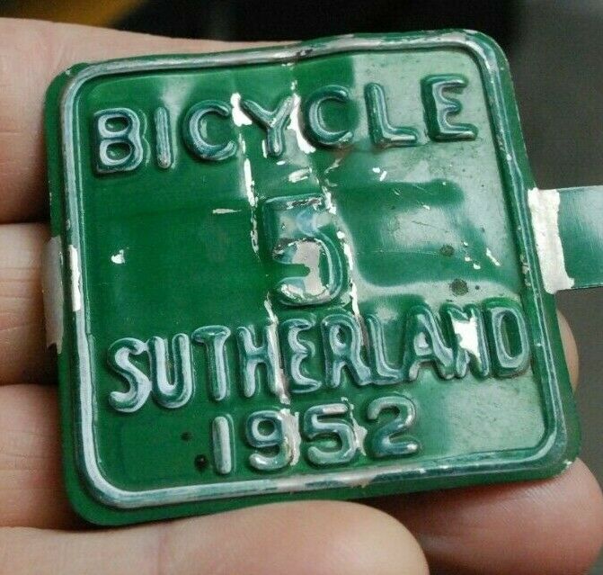 scarce SUTHERLAND SASKATCHEWAN bicycle license plate saskatoon - Fresh Stock Dated October 2025