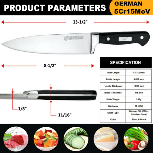 Kitchen Knife Chef Knives 8 inch German High Quality Stainless Steel - Fresh Stock Dated October 2025