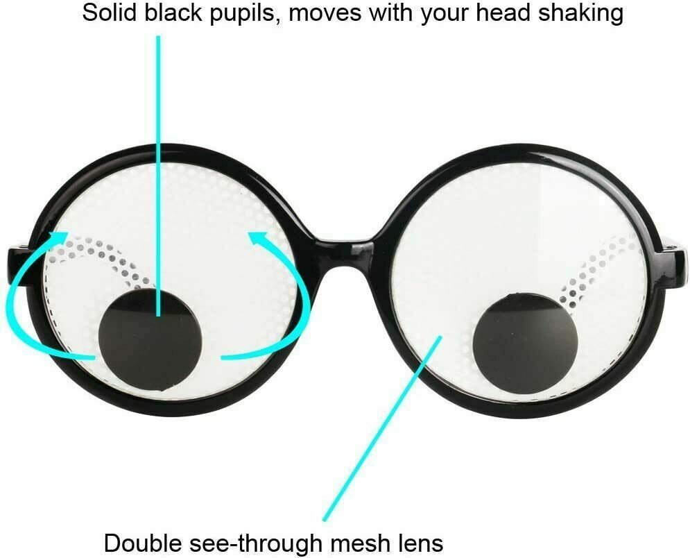 Googly Eyes Glasses,Plastic Round Giant Eye Party Favors, Fun Party Toys - Fresh Stock Dated October 2025
