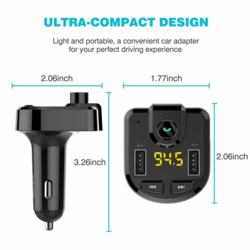 In-Car Wireless Bluetooth FM Transmitter USB Charger MP3 Radio Adapter Car Kits - Fresh Stock Dated October 2025
