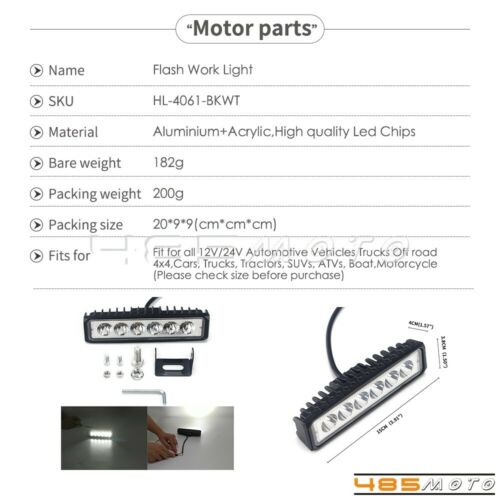 Dirt Bike Dual Sport 6pcs LED Light Bar 12V/24V Work Light Off Road Lights IP 67 - Fresh Stock Dated October 2025
