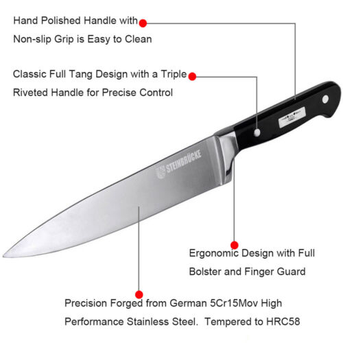 Kitchen Knife Chef Knives 8 inch German High Quality Stainless Steel - Fresh Stock Dated October 2025