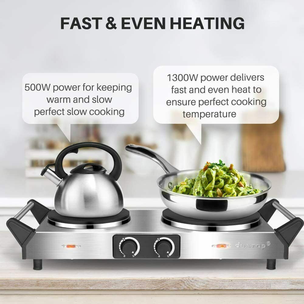 Hot Plate, Portable Electric Cooktop Cast Tron Stovetop, Stainless Steel - Fresh Stock Dated October 2025