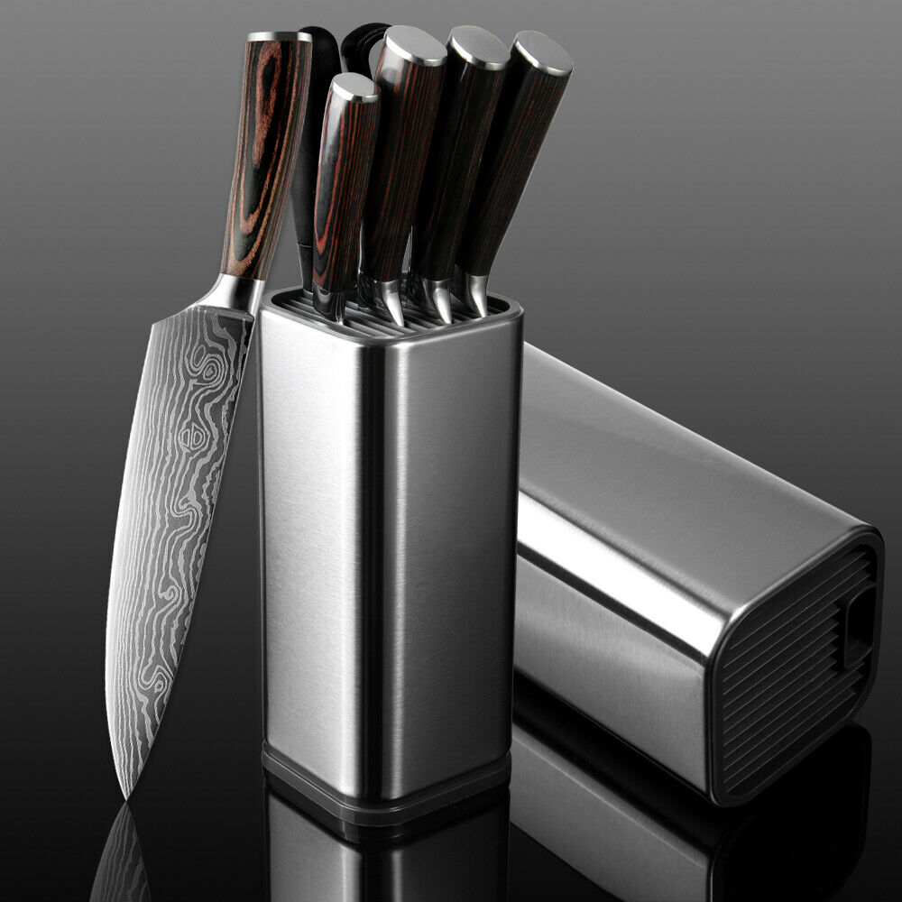 11 Pcs Kitchen Knives Set Damascus Pattern Stainless Steel Chef's Knife W/Block - Fresh Stock Dated October 2025