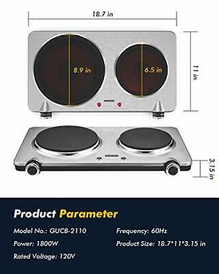Portable Ceramic Infrared Cooktop, Double Infrared Burner for Cooking, 1800W - Fresh Stock Dated October 2025