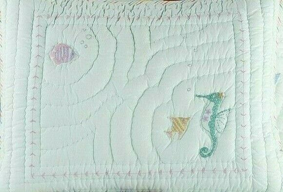 NEW Pottery Barn Kids Gemma Mermaid Standard Quilted Sham, Fish, Ocean, Aqua - Fresh Stock Dated October 2025