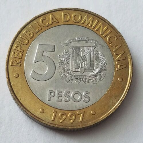 1997 5 PESOS DOMINICAN REPUBLIC. 50 ANNIVERSARY BANCO CENTRAL. - Fresh Stock Dated October 2025