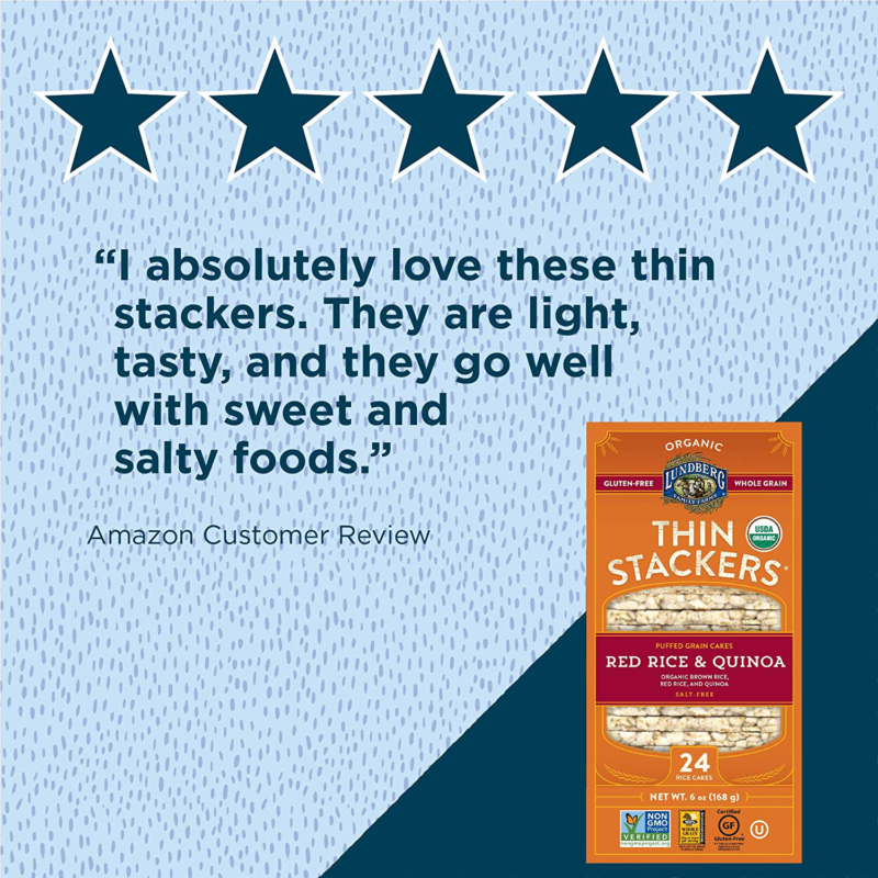 Lundberg Organic Thin Stackers, Whole Grain Brown Rice, Red Rice & Quinoa, 6 Oun - Fresh Stock Dated October 2025