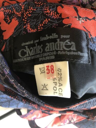 Vintage 80s Floral Lined Skirt Made in Paris Size 38 Designer Charles Andrea - Fresh Stock Dated October 2025