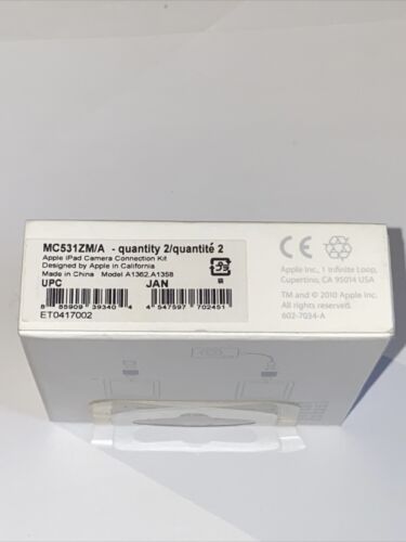 iPad Camera Connection Kit A1362 A1358 MC531ZM/A New In Box SD Card Reader - Fresh Stock Dated October 2025