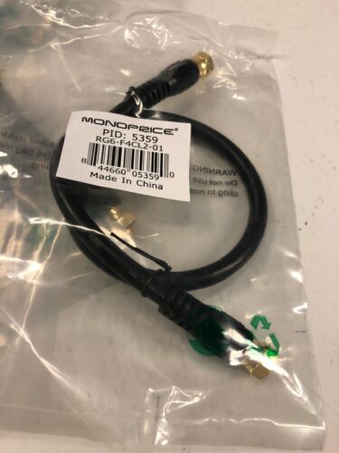 Lot 56-Monoprice 1.5ft RG6 (18AWG) 75Ohm, Quad Shield, CL2 Coaxial Cable - Black - Fresh Stock Dated October 2025
