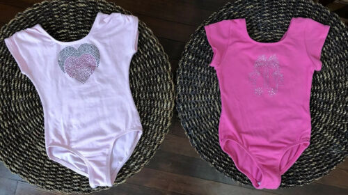 Set of 2 JACQUES MORET Girls 4T Sparkle Hearts Ballerina Slipper Ballet Leotards - Fresh Stock Dated October 2025