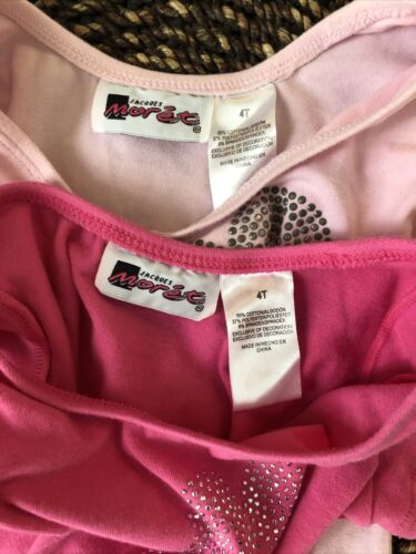 Set of 2 JACQUES MORET Girls 4T Sparkle Hearts Ballerina Slipper Ballet Leotards - Fresh Stock Dated October 2025