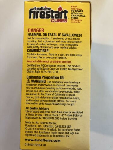 Lot Of 4 Boxes Duraflame Firestart Cubes (18 ct. Firestarters) - Fresh Stock Dated October 2025