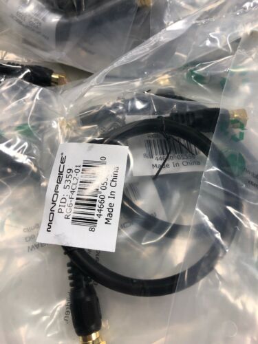 Lot 56-Monoprice 1.5ft RG6 (18AWG) 75Ohm, Quad Shield, CL2 Coaxial Cable - Black - Fresh Stock Dated October 2025